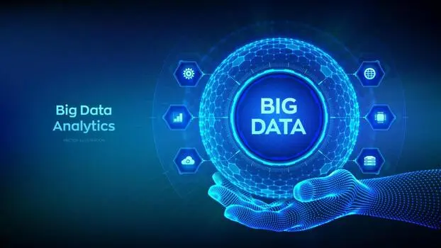 big-data-analytics-big-data-innovation-technology-concept-blockchain-network-analysis-artificial-intelligence-hexagonal-grid-sphere-in-wireframe-hand-on-blue-background-illustration-vector